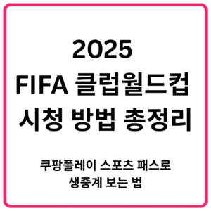 2025 FIFA 클럽월드컵 시청 방법 총정리 쿠팡플레이 스포츠 패스로 생중계 보는 법