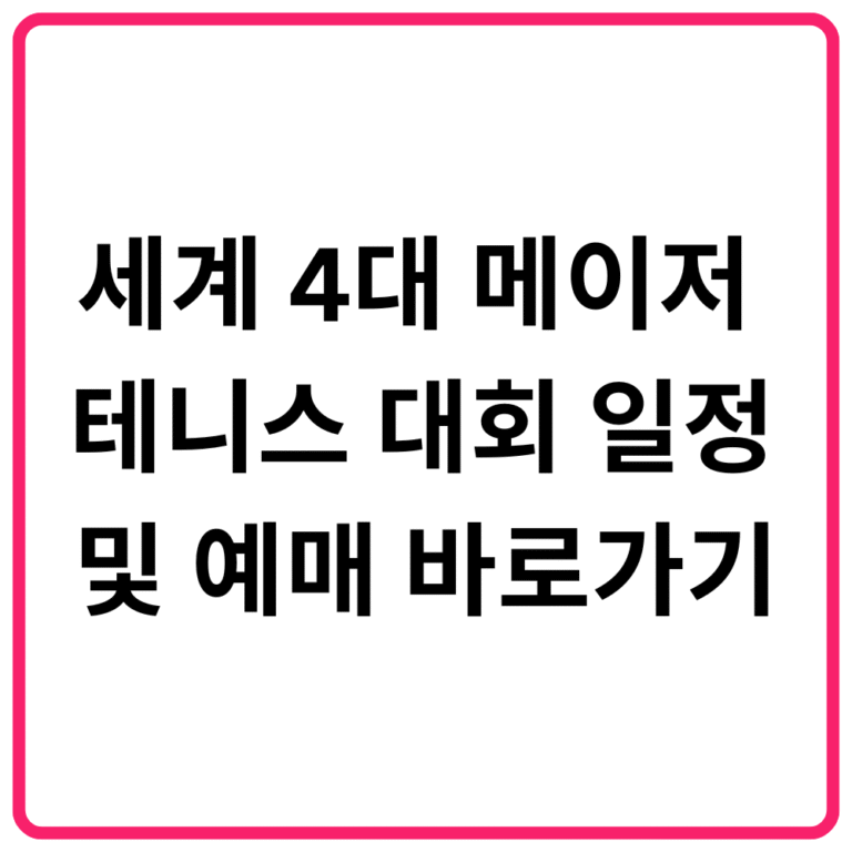 세계 4대 메이저 테니스 대회 일정 및 예매 바로가기