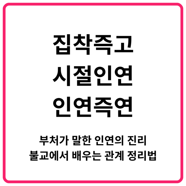 집착즉고 시절인연 인연즉연 부처가 말한 인연의 진리 불교에서 배우는 관계 정리법