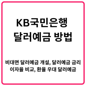 KB국민은행 달러예금 방법 비대면 달러예금 개설 달러예금 금리 이자율 비교 환율 우대 달러예금
