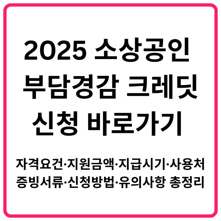 2025 소상공인 부담경감 크레딧 신청 바로가기 자격요건·지원금액·지급시기·사용처·증빙서류·신청방법·유의사항 총정리
