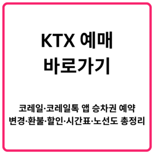 KTX 예매 바로가기 코레일톡 앱으로 승차권 예약·변경·환불·할인·시간표·노선도 총정리