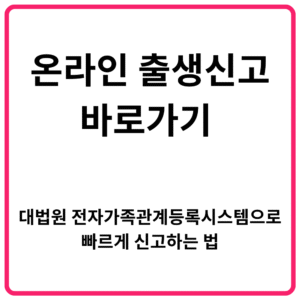 온라인 출생신고 바로가기 대법원 전자가족관계등록시스템