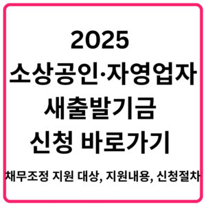 2025 소상공인·자영업자 새출발기금 신청 바로가기 채무조정 지원 대상 지원내용 신청절차 총정리