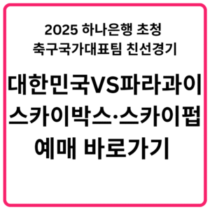 2025 하나은행 초청 축구국가대표팀 친선경기 대한민국 VS 파라과이 스카이박스·스카이펍 예매 바로가기