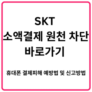 SKT 소액결제 원천 차단 바로가기 휴대폰 결제피해 예방법 및 신고방법