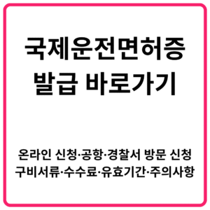 국제운전면허증 발급 바로가기 온라인 신청·공항·경찰서 방문 신청·구비서류·수수료·유효기간·주의사항 총정리