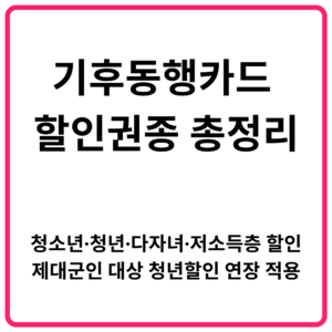 기후동행카드 할인권종 총정리 청소년·청년·다자녀·저소득층 할인·제대군인 대상 청년할인 연장 적용