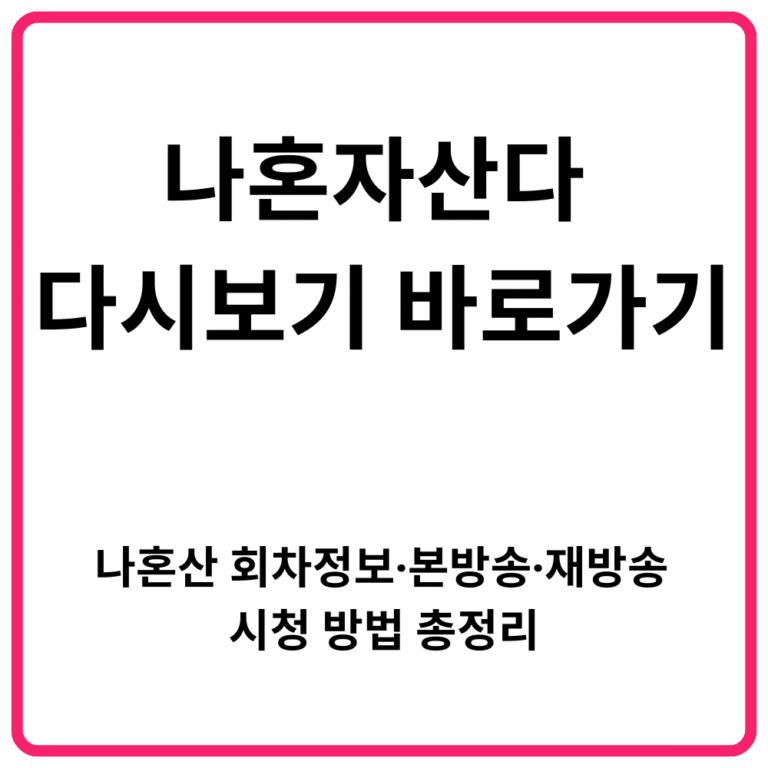나혼자산다 다시보기 바로가기 나혼산 회차정보·본방송·재방송 시청 방법 총정리