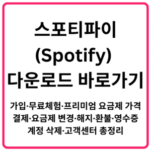 스포티파이Spotify 다운로드 바로가기 가입·무료체험·프리미엄 요금제 가격·결제·요금제 변경·해지·환불·영수증·계정 삭제·고객센터 총정리