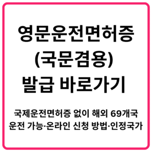 영문운전면허증국문겸용 발급 바로가기 국제운전면허증 없이 해외 69개국 운전 가능·온라인 신청 방법·인정국가 총정리