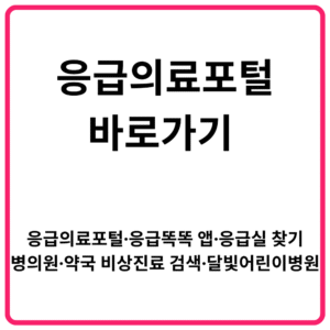응급의료포털 바로가기 응급의료포털·응급똑똑 앱·응급실 찾기·병의원·약국 비상진료 검색·달빛어린이병원 1