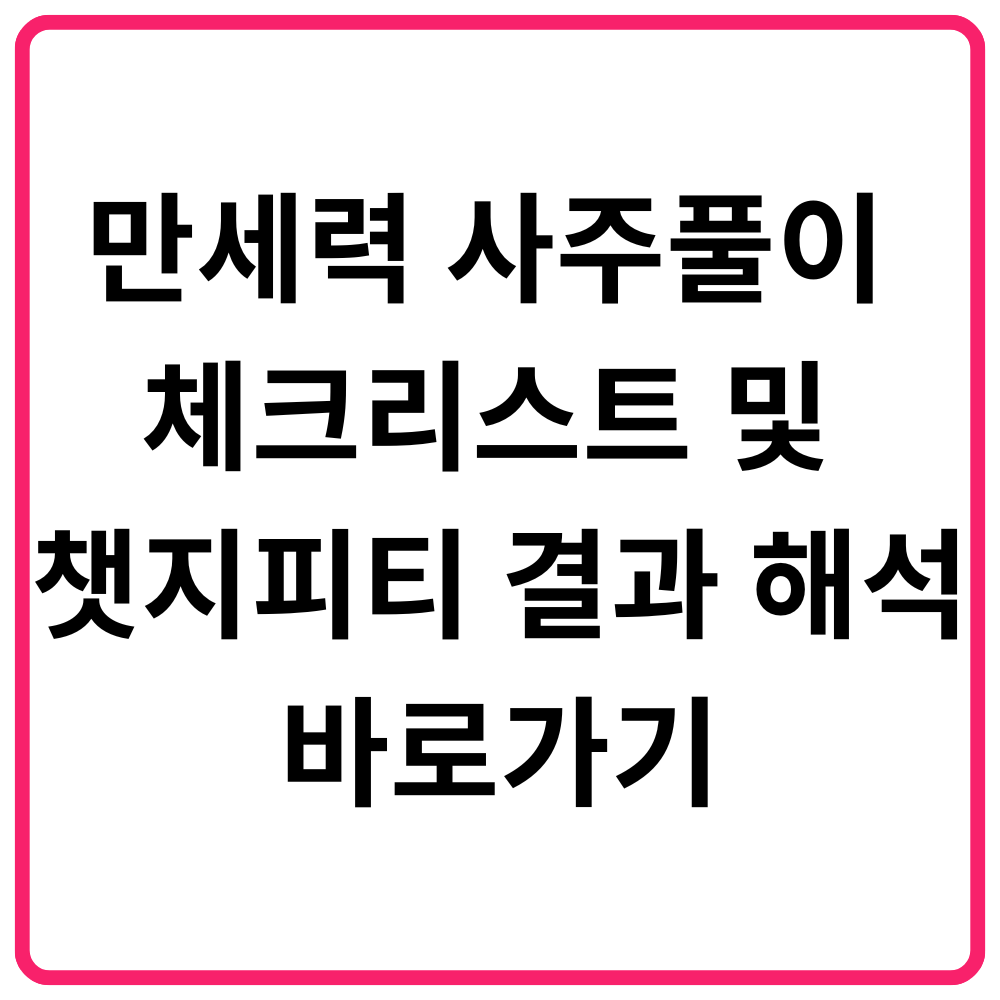 만세력 사주풀이 체크리스트 및 챗지피티 결과 해석
